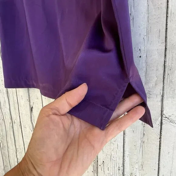 Coldwater Creek Womens Satin Shell Tank Top Shirt XL Shimmer Heavy Purple Dressy - Picture 8 of 8